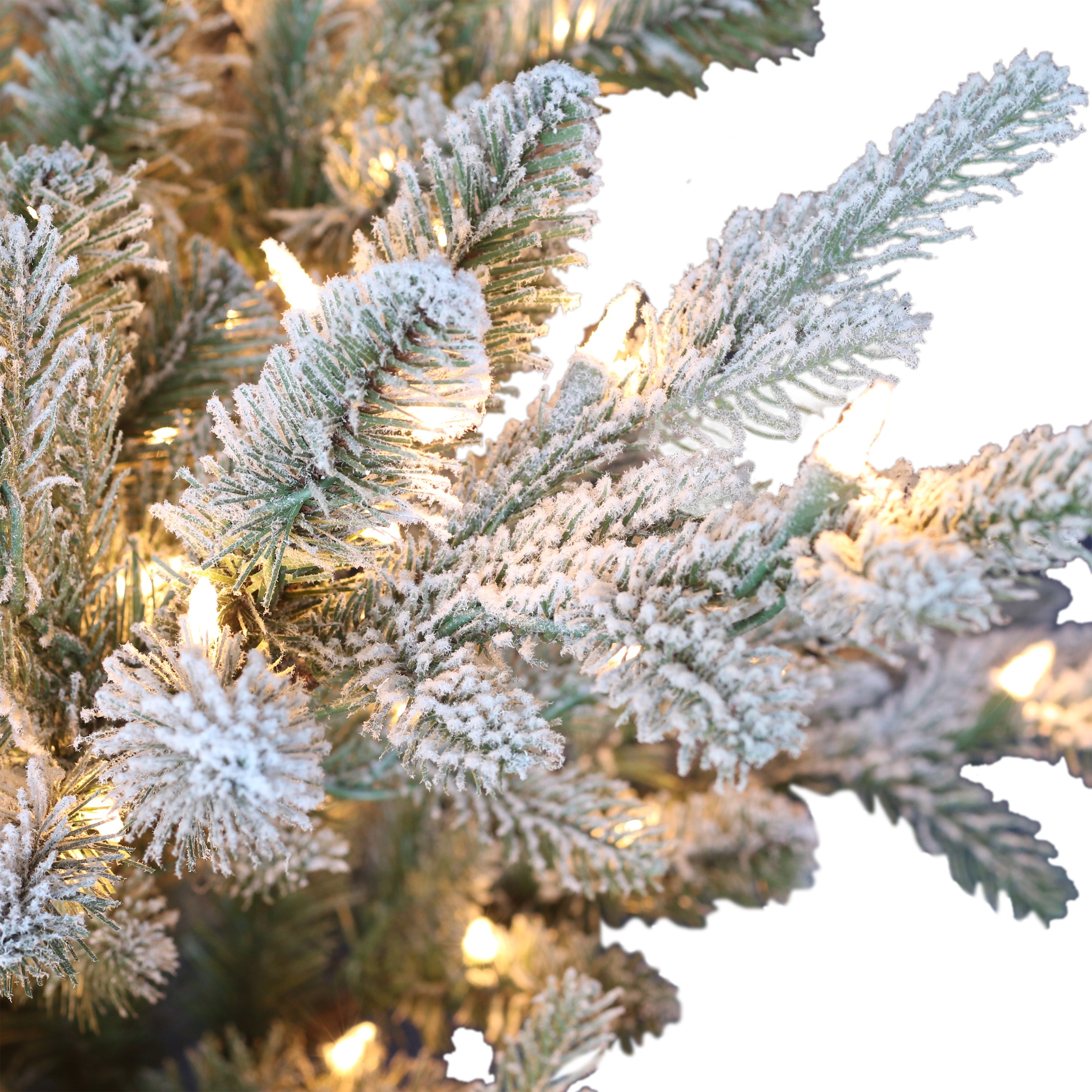 7.5ft Pre-Lit Flocked Hillside Spruce Christmas Tree